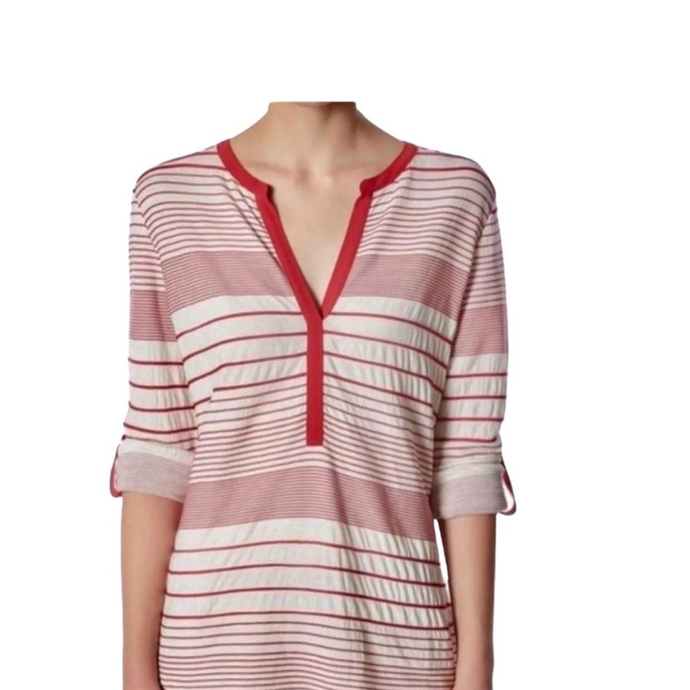 Red and White Striped Women's Top